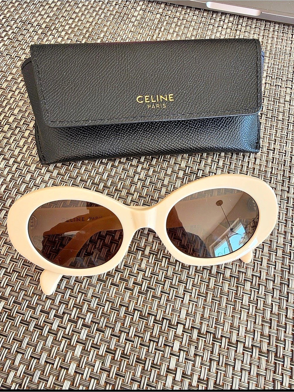 Celine Triomphe Sunglasses in Cream & Black Like New